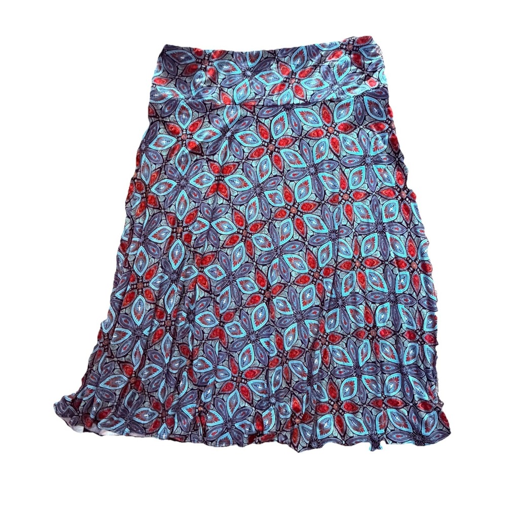 Salaam XL Aztec Floral Midi Skirt Whimsigoth Boho Forest Fairy Grunge  Western
